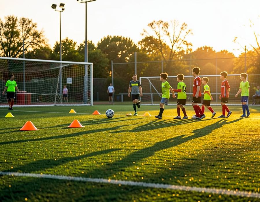 Youth soccer academy training session